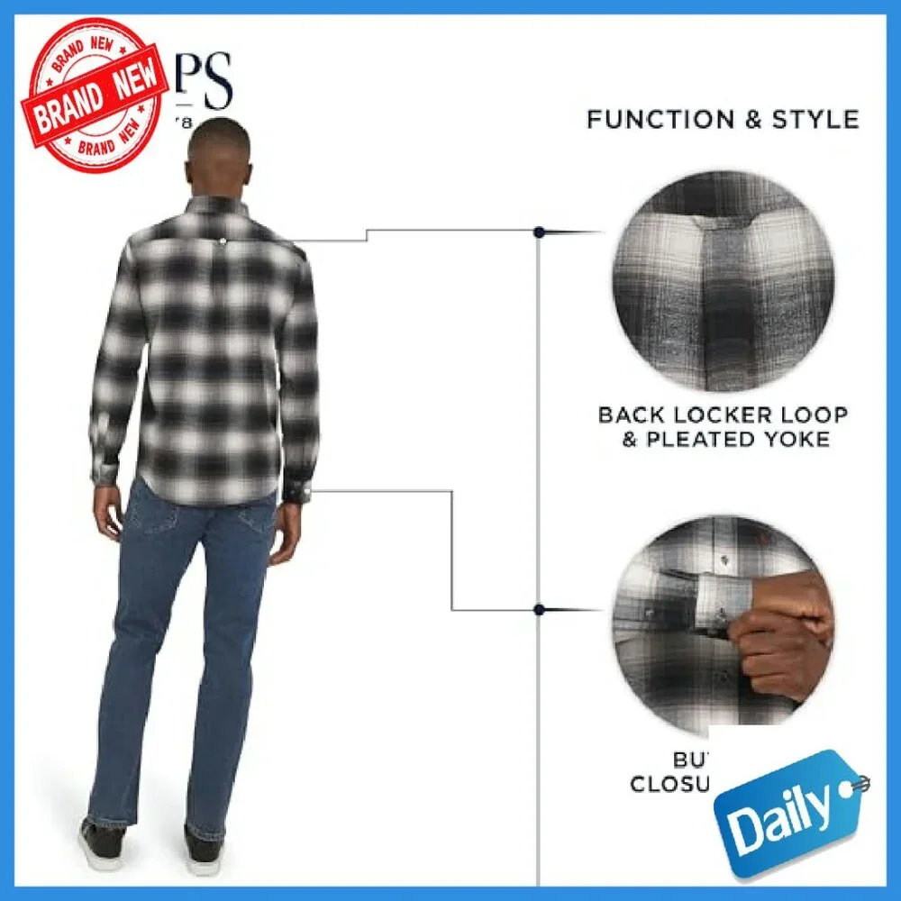 Classic Fit Long Sleeve Button Down Stretch Flannel Shirt - Picture 5 of 7